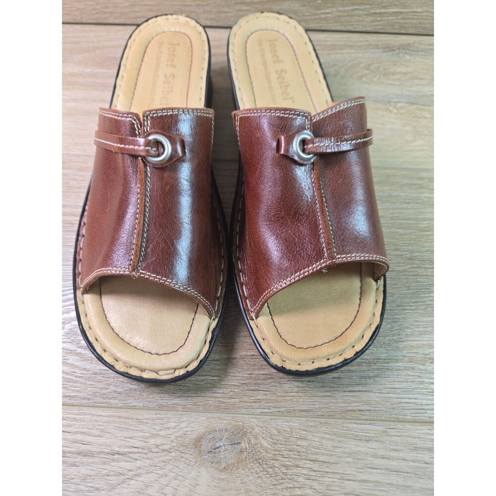 Josef Seibel Women's Size 10-- EU 42 Brown Slide Comfort Open Toe Sandals
